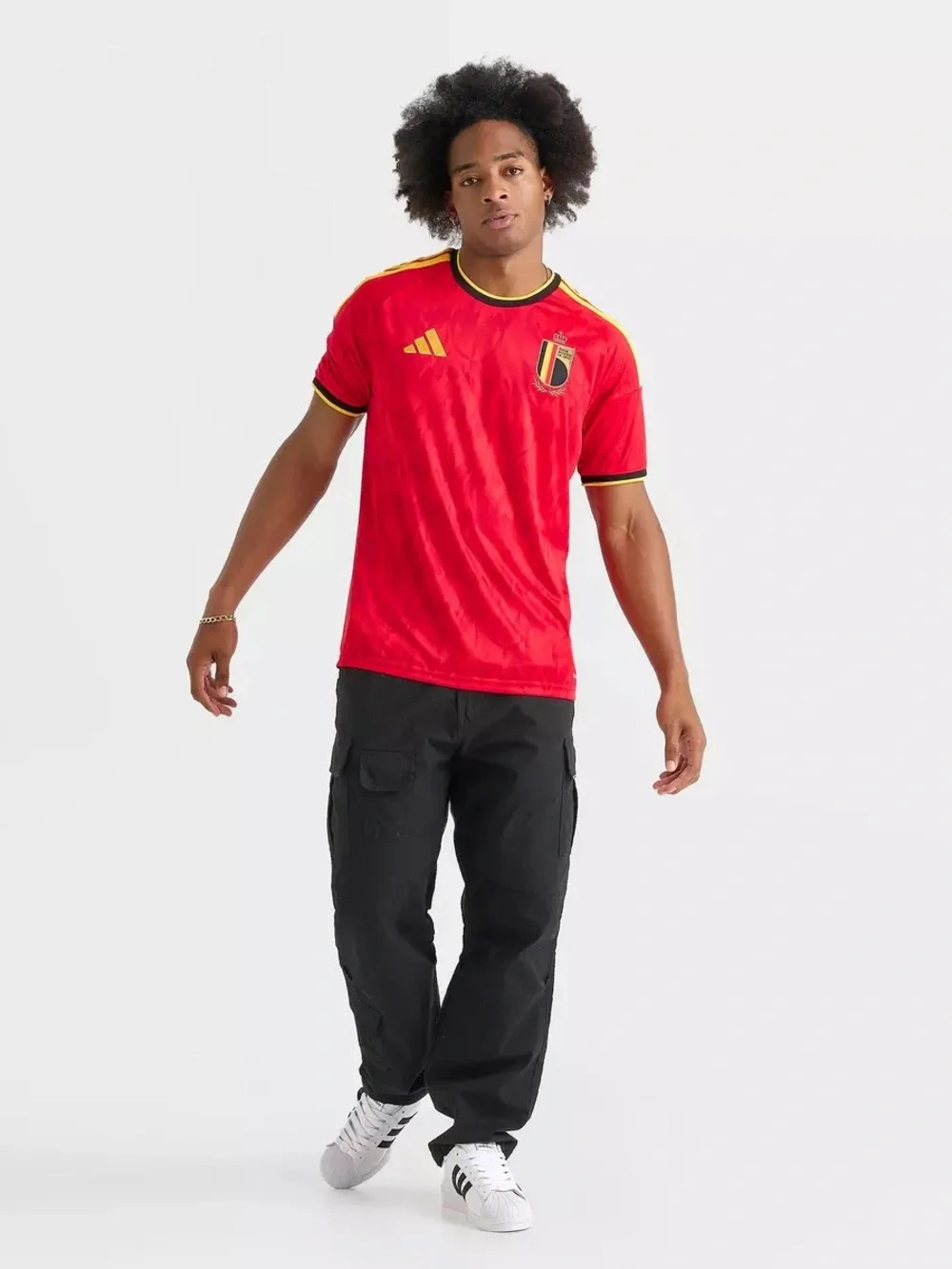adidas Red Belgium National soccer Team Jersey with Black & Gold Trim